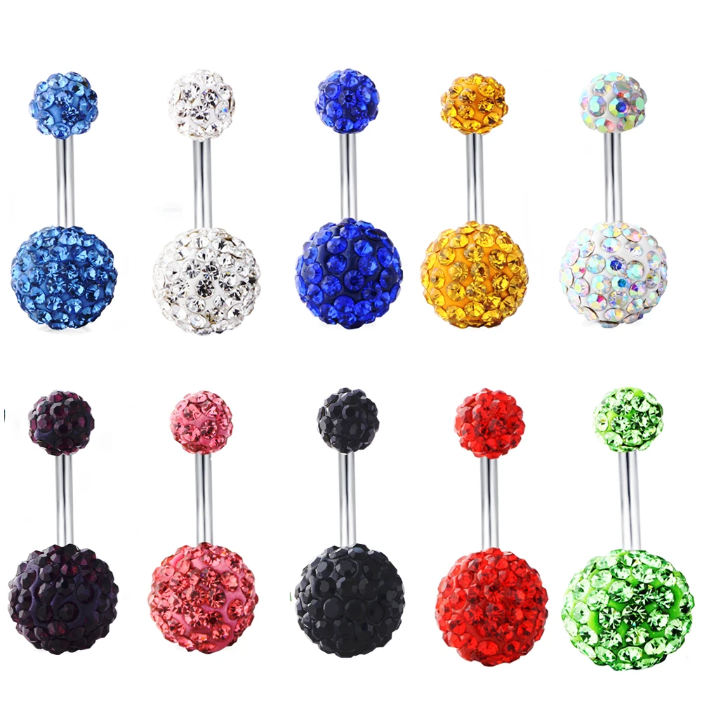 

Crystal ball 6/10mm belly button navel rings wholesales body piercing navel bar for women 14g high quality factory sales drop