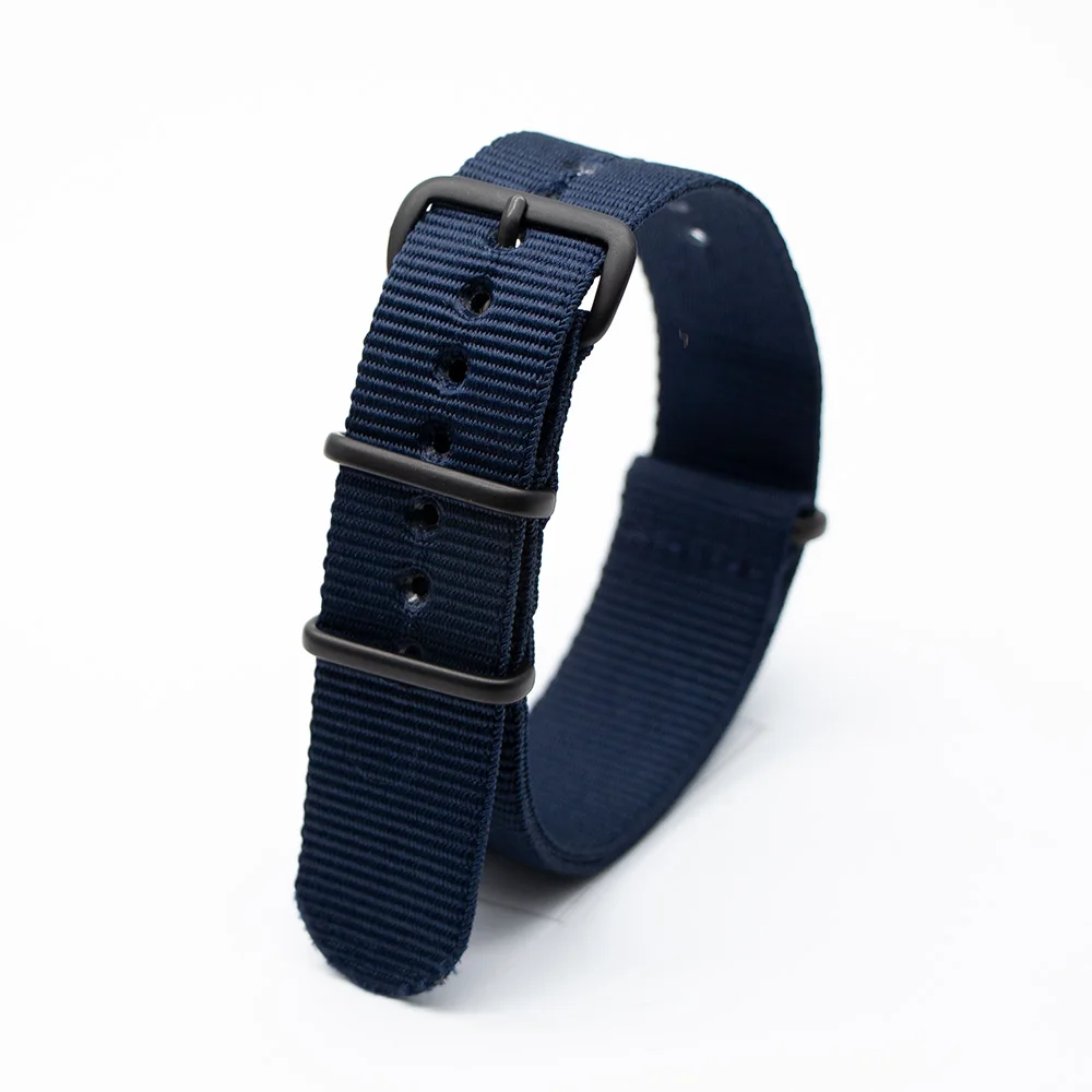 1 PCS Watchband Style Army Navy Blue Nylon Strap Weave Watch Replacement Belt for 18MM/20MM/22MM/24MM Table Attachment