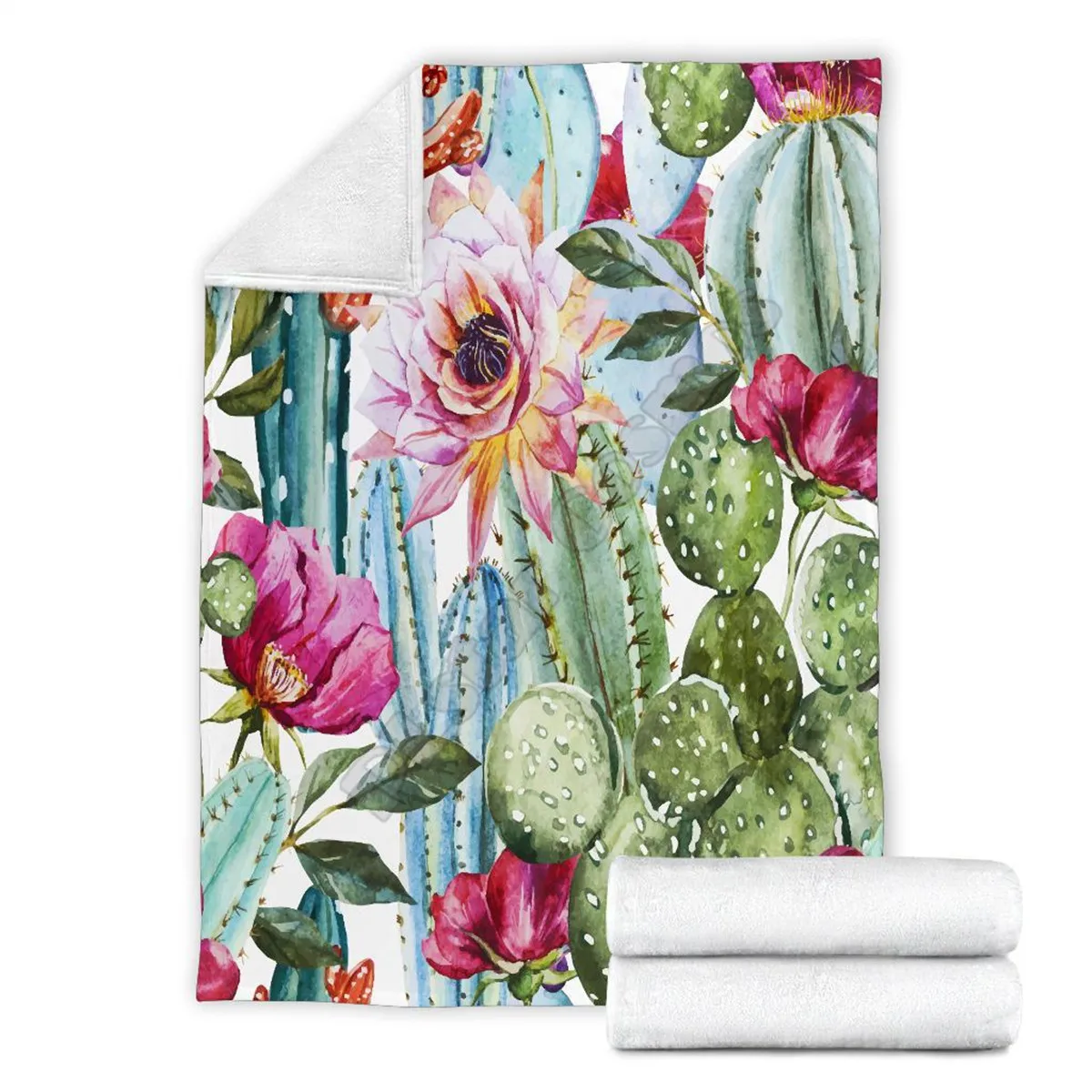 

Cactus Flower 3D printed Sherpa Blanket on Bed Home Textiles Dreamlike HOME ACCESSORIES Drop shipping