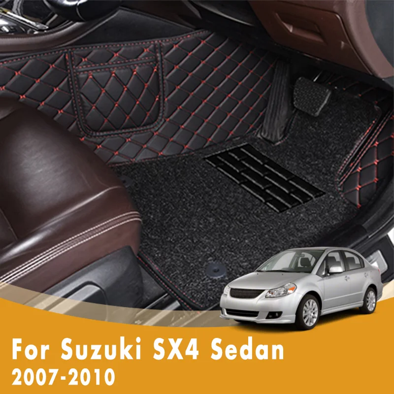 

RHD Custom Car Floor Mats For Suzuki SX4 Sedan 2010 2009 2008 2007 Double Layer Wire Loop Car Accessories Interior Carpets Cover