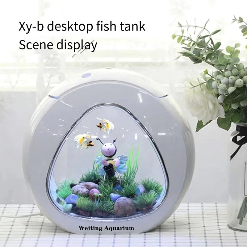 Weiting aquarium small fish tank mini desktop aquarium creative gold fish tank illuminazione a LED viene fornito con filtro per uso domestico fish