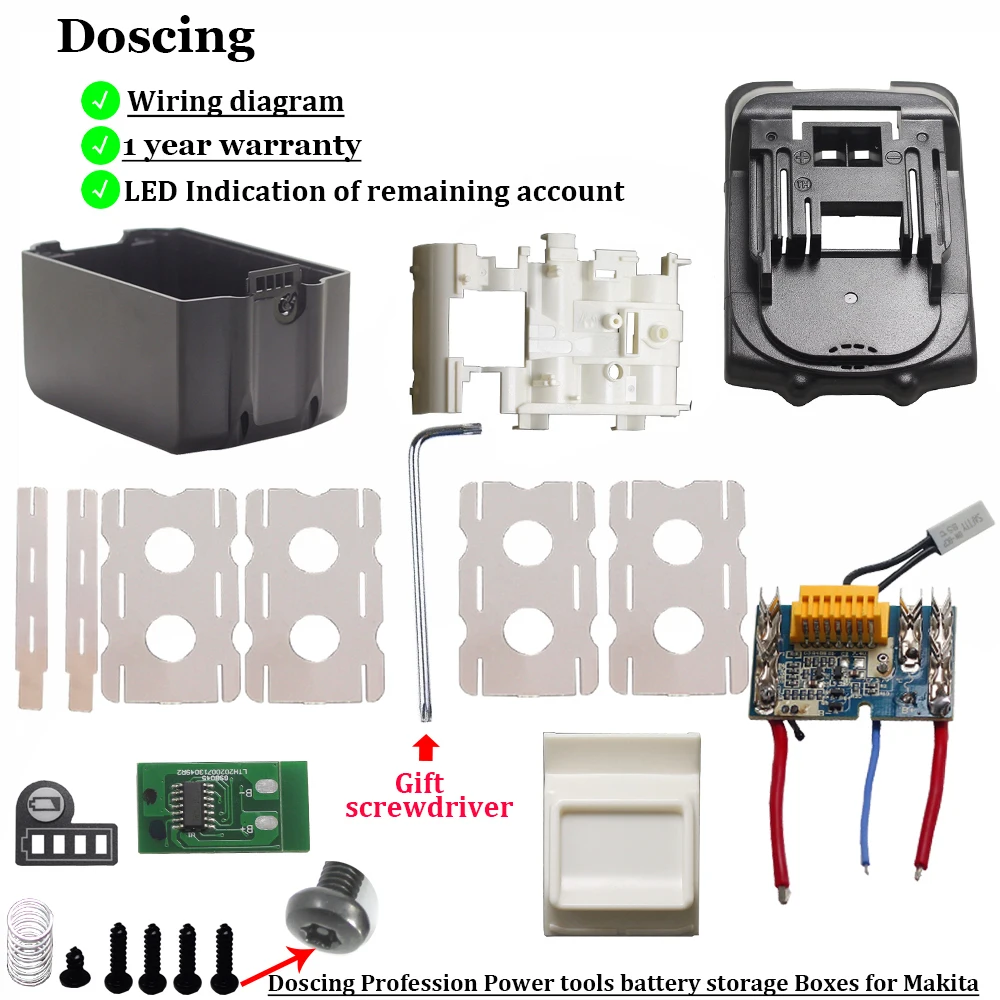 แบตเตอรี่พลาสติกเคสชุดชาร์จวงจรป้องกันPCBสำหรับMakita 18Vแบตเตอรี่BL1840 BL1850 BL1830 BL1860 LXT 400