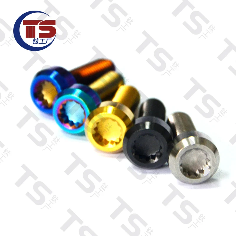 TS Titanium Inner Dodecagonal Titanium Alloy Screw M7X25mm Disc Caliper Brake Fixing Bolts Screws Extended Titanium Alloy1pc）