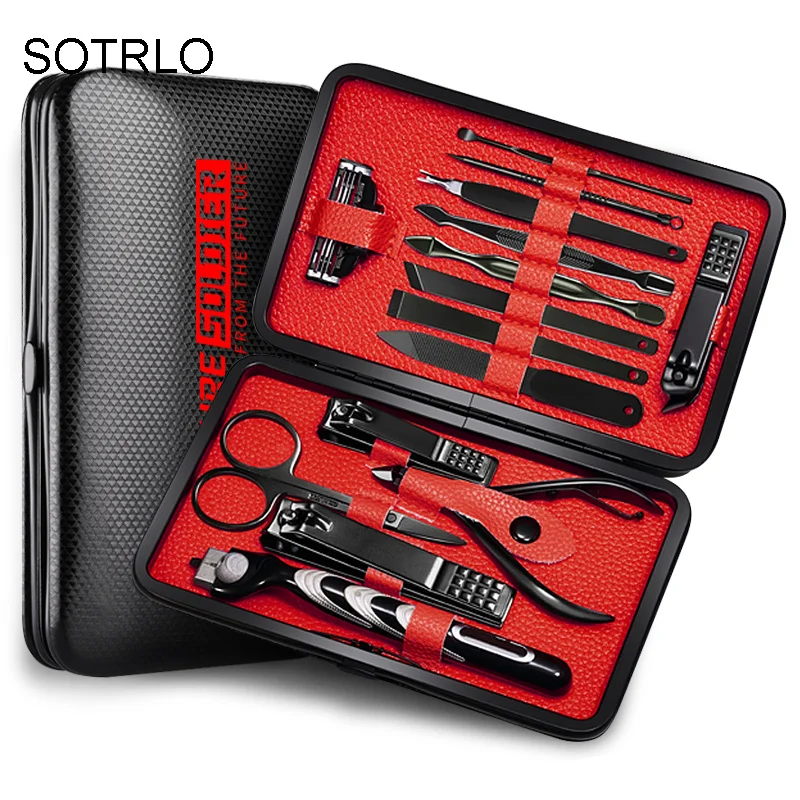 14Pcs/set Pro Manicure Set Tools Shaving Razor Nails Clipper For Men Pedicure set Kit Utility Scissors Knife Nail Art kits NT149