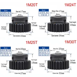 1Pcs 45# Steel Spur Gear With Step 1M 20 Tooth-45 Tooth Pinion Gear Metal Mod 1 Motor Convex Gear