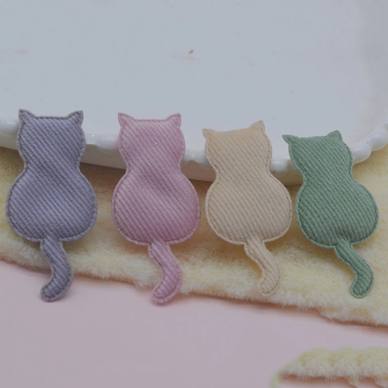 42Pcs/Lot 3*6CM Cat Shape Padded  Applique For Handmade Clothes Hat Sewing Supplies DIY Hairpin Hair Band Accessories