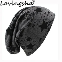 LOVINGSHA Marca Otoño Y Sombreros de Invierno Para Las Mujeres Estrellas Señoras Del Diseño fino sombrero Skullies Y Gorritas Tejidas Hombres Sombrero Unisex HT003