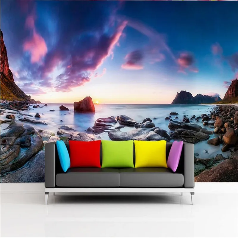 

wellyu Custom large-scale mural home decoration photo background art beach photography landscape background wallpaper