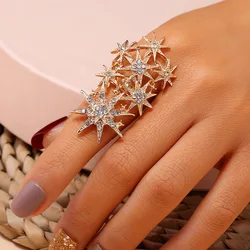 Charm Gold Color Rings Star Crystal Finger Rings For Women Bridal Party Rings Wedding Promise Female Jewelry Gift Anillos