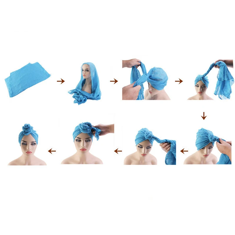 Turbante elástico para mujer, Hijab bohemio, nudo de envoltura para la cabeza, turbante africano, accesorios para el cabello para mujer, sombrero de la India, gorro de quimio