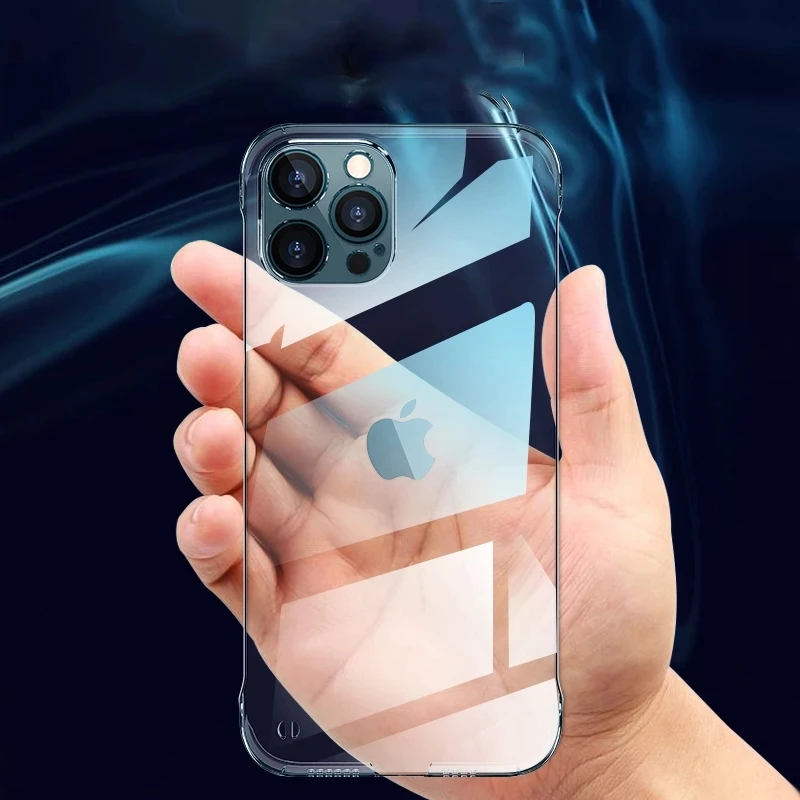 For iPhone 16 11 13 12 14 15 Pro MAX 12/13MINI XR SE 7 8 PLUS Frameless Camera Lens Protective Hard PC Shockproof Clear Case