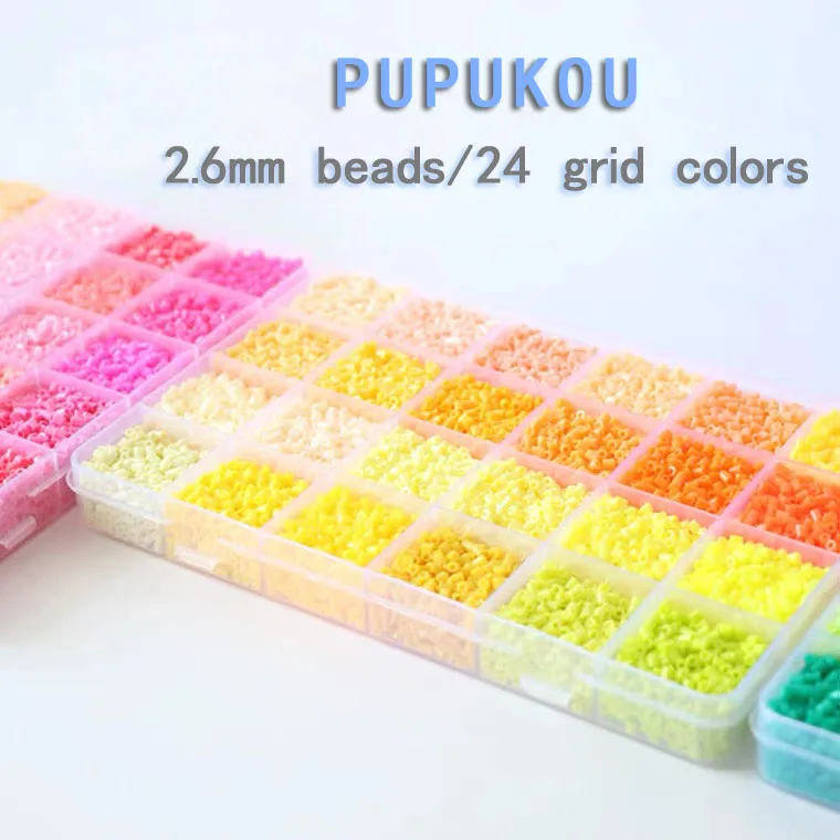 

PUPUKOU 24colours/box 2.6mm Perler Mini Beads Set 13200pcs DIY Hama Beads Iron Beads High Quality Gift