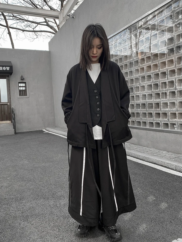 Ladies Pant Skirt Casual Pants Wide Leg Pants Spring And Autumn New Dark Elastic Waist Super Loose Design Fashion Pants