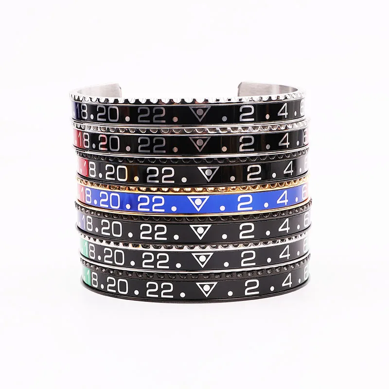 High Quality Men Jewelry Bracelet 316L Stainless Steel Speed Numerals Cuff Bangle