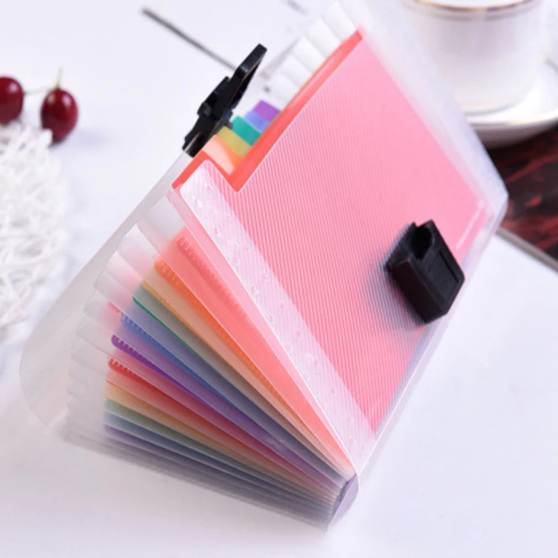 A6 Plastic Portable File Folder Extension Wallet Bill Receipt File Sorting Organizer Office Storage Bag Folders Filing Products