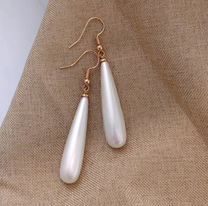 2023 New Trend Simulation Pearl Women's Long Earrings Drop-shaped Pearl Earrings Wedding Pendant Earrings Korean Fashion Jewelry