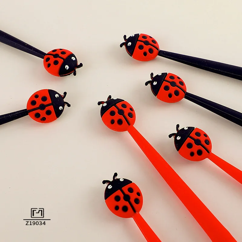 16pcs Cute Ladybug personality silicone neutral pen for primary and middle school students