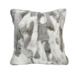 Hand Made Real Rabbit Fur Cushion, Single Side Square Pillow, Natural Color, Free Shipping, 45*45cm