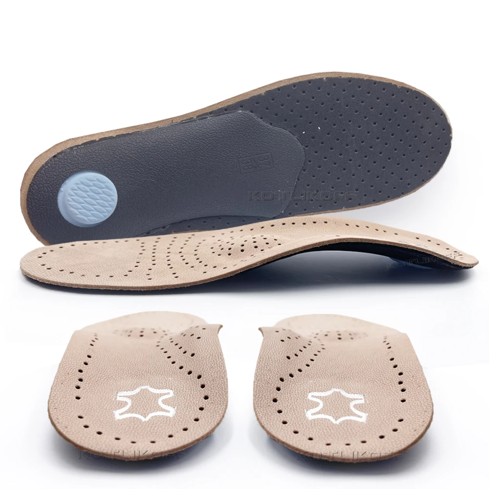 Genuine Leather Orthopedic Insoles For Feet Arch Support Plantar Fasciiti Foot Varus Valgus Orthotics Insole For Men Women