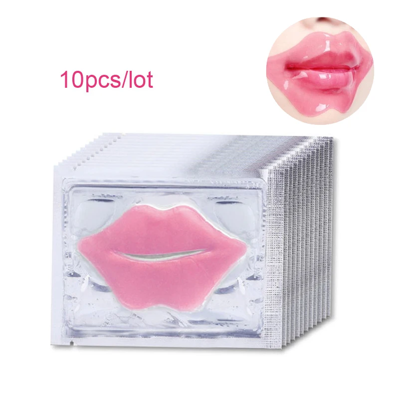 

10Pcs Beauty Super Lip Plumper Pink Crystal Collagen Lip Mask Patches Moisture Essence Wrinkle Ance korean Cosmetics Skin Care