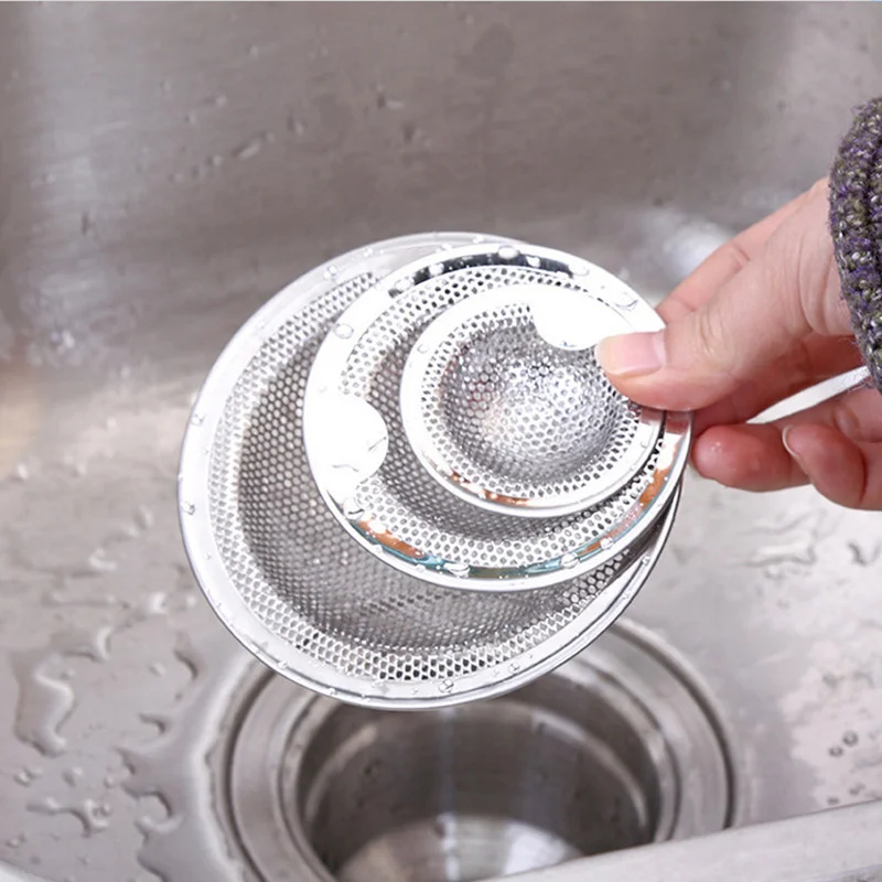 S/M/L Stainless Steel Sink Strainer Bathtub Hair Catcher Stopper Shower Drain Hole Filter Cover Kitchen Bathroom Accessories