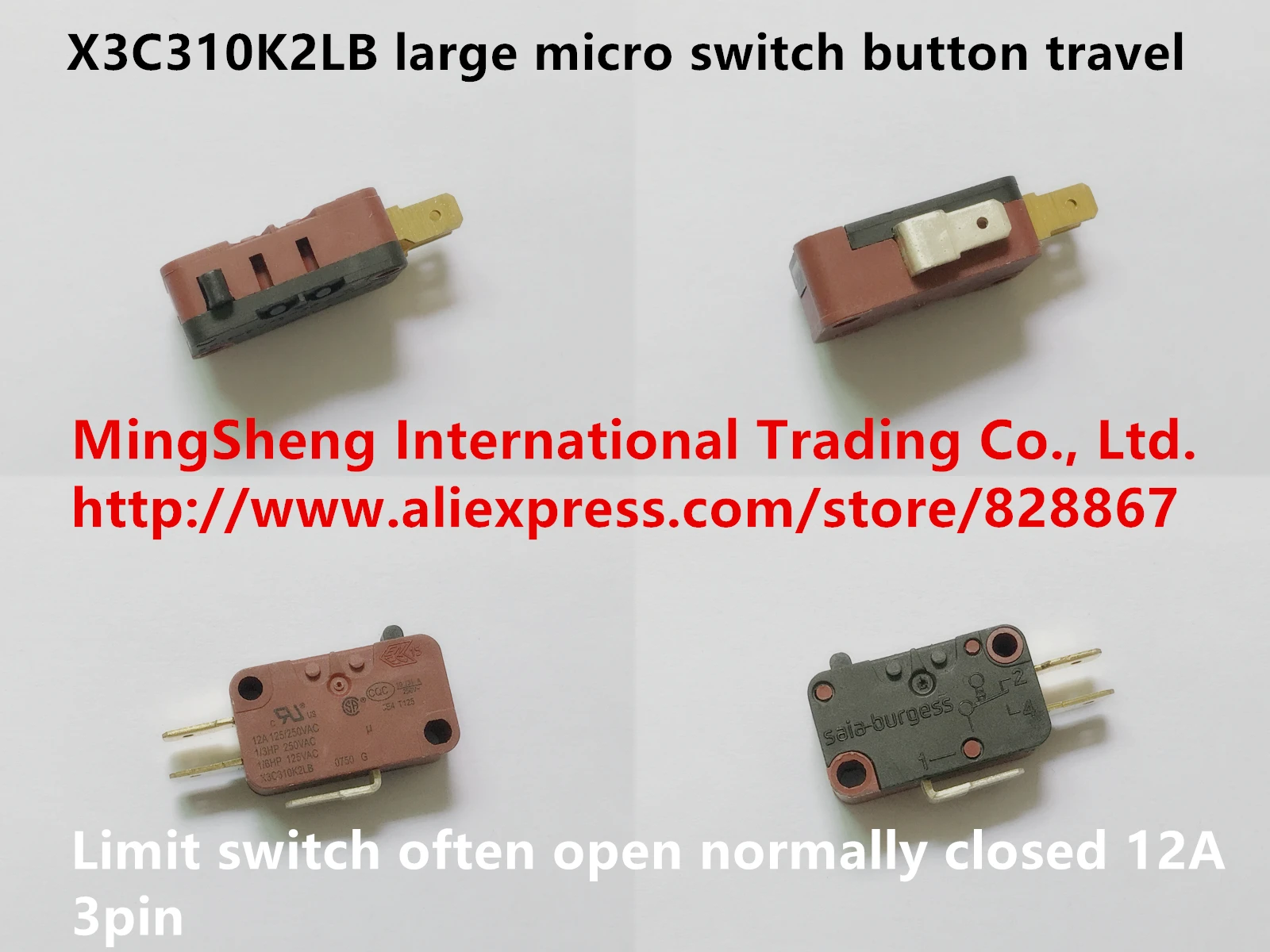 

Оригинальный новый 100% 3-контактный 12А большой микропереключатель, концевой выключатель хода, часто открытый, нормально закрытый X3C310K2LB