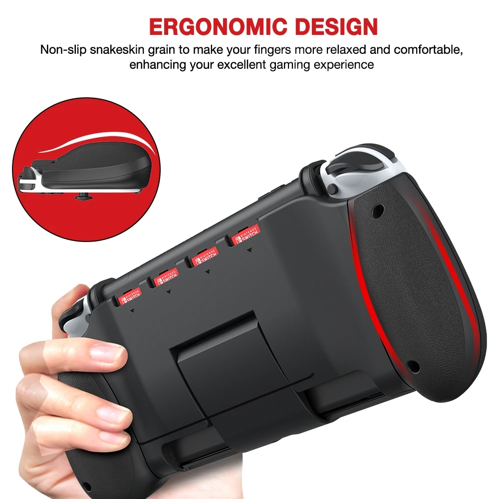 Capa dura protetora à prova de choque para nintendo switch oled com cartões de jogo slots titular caso anti-queda para interruptor oled acessórios