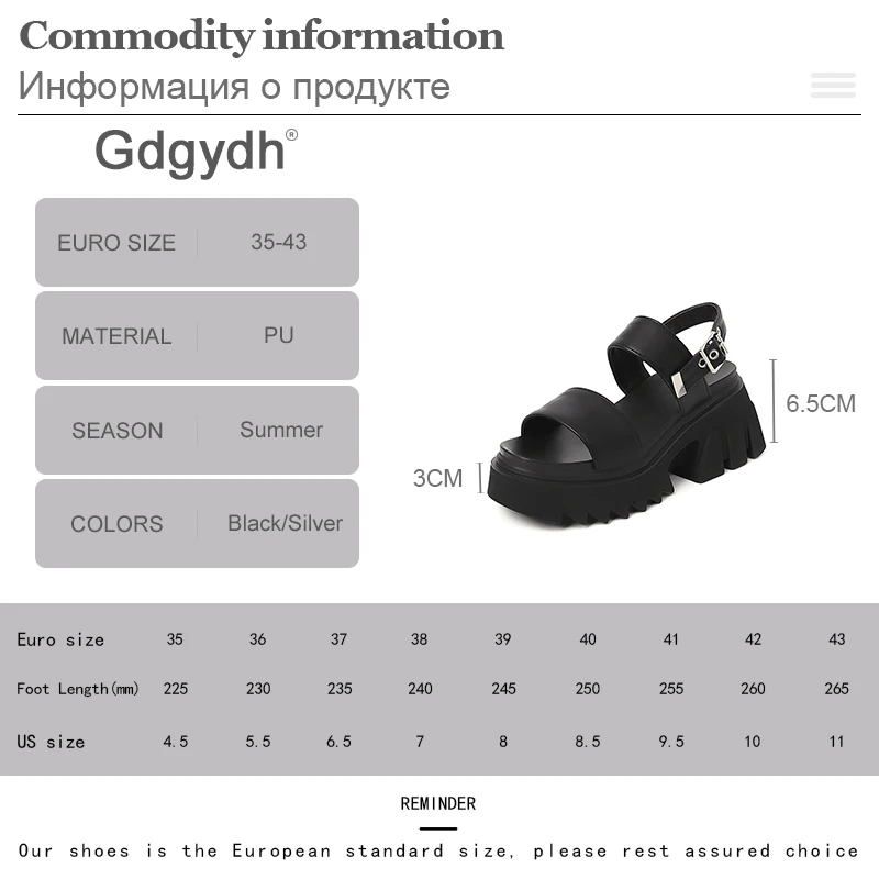 Gdgydh Women Brand Luxury Platform Chunky Shoes Summer Belt Buckle Strap Thick Bottom Slingback Comfort Street Plus Size 43