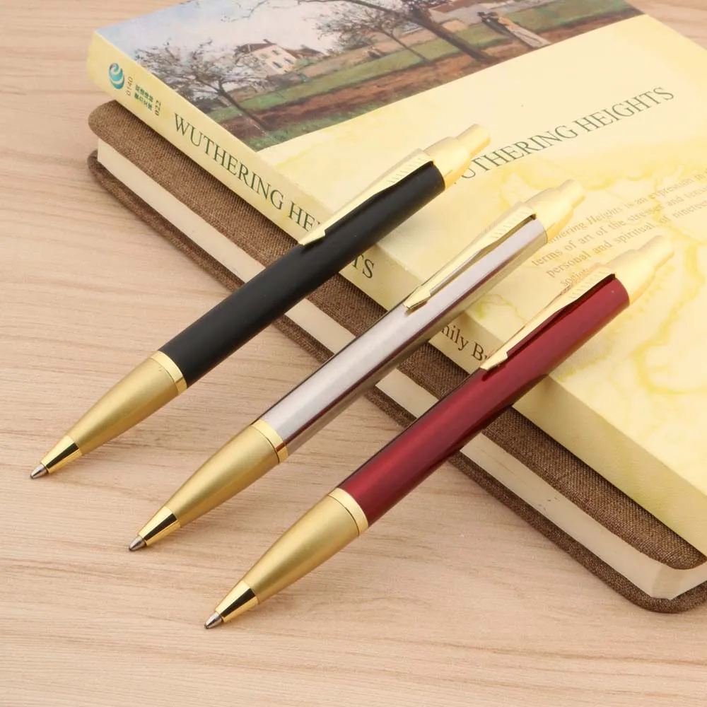 1pc金属ボールペンプレスペンゴールデンアロートリム赤ビジネスオフィス学用品ペン