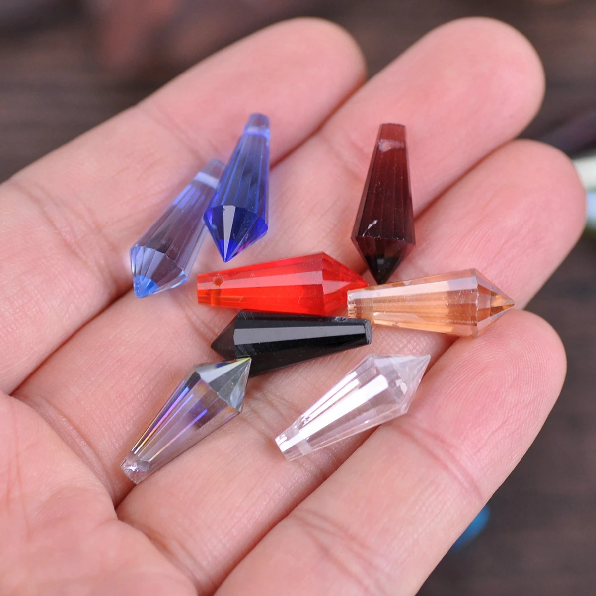 8x20mm Teardrop Bicone Prism Faceted Crystal Glass Loose Crafts Pendants Beads Lot For DIY Jewelry Making Findings