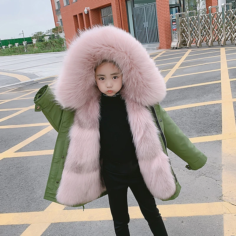 男の子と女の子のためのフェイクファージャケット,子供のための冬の