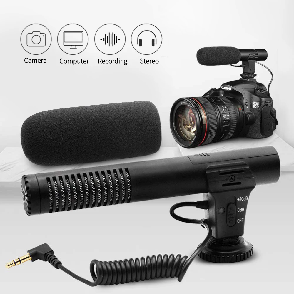 3.5mm Audio Plug Professional Recording Microphone Condensador For Camera DSLR Digital Video Camcorder VLOG Microfone