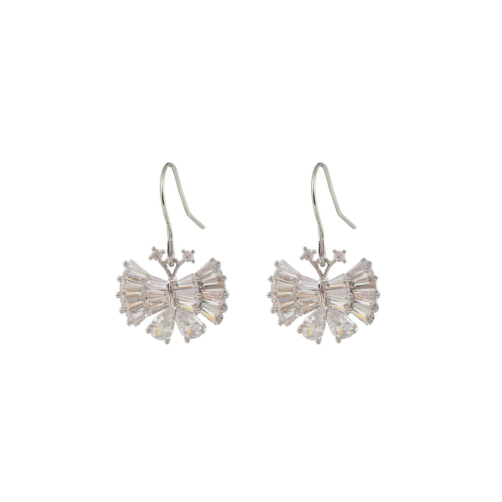 LANFLORA new fashion butterfly zircon women earrings for birthday gift copper alloy cheap factory shop earrings wholesale price