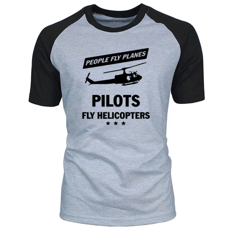 

People Fly Planes Pilots Fly Helicopters T Shirt Men Summer Fashion Short Sleeve Printed Cotton T-shirt Funny Tops EU Size