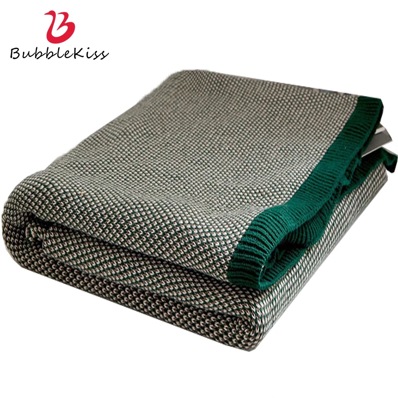 

Bubble Kiss Throw Blanket Nordic Style Knitted Blanket Soft Green Blanket Office Leisure Nap Air Conditioning Cover Blanket