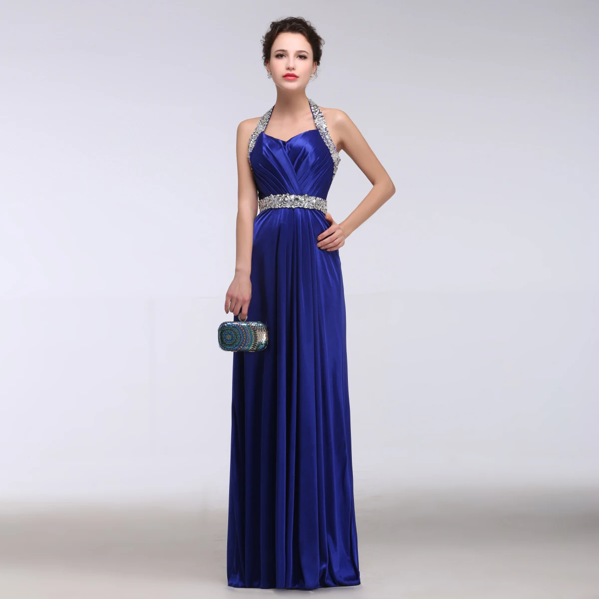 Evening Dresses Long Luxury 2021 Halter V  Neck Beading  Women's Long Party Evening dresses