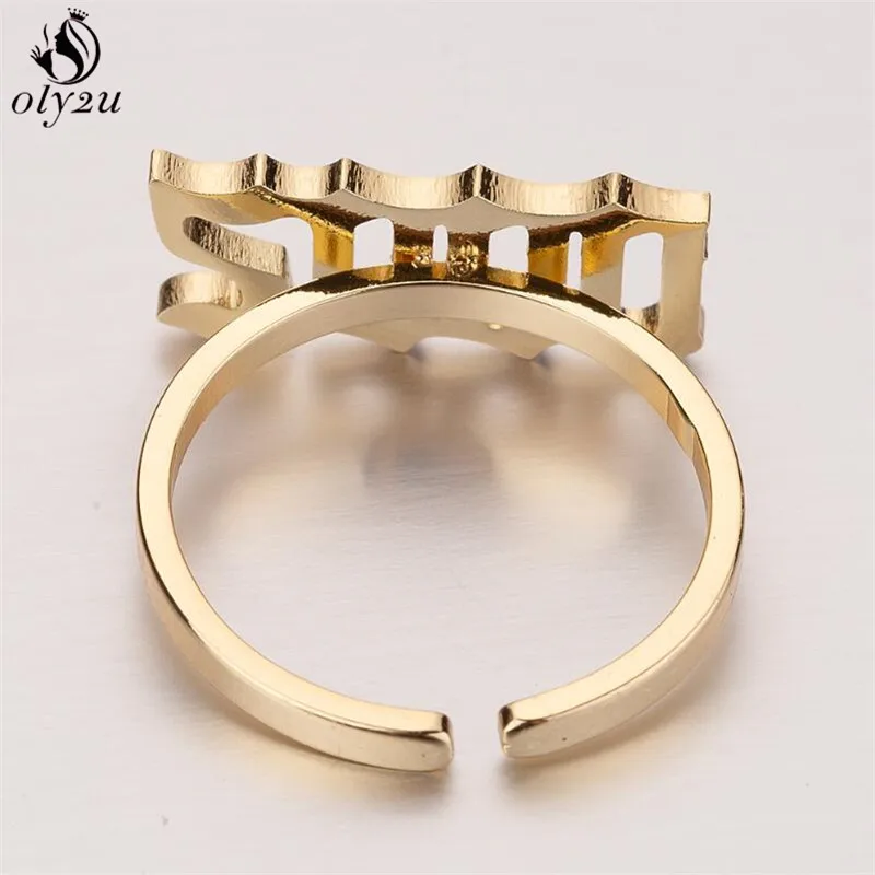 Oly2u Personalize Date Of Birth Year Number Rings for Women Men 1980 to 2000 Adjustable Stainless Steel Ring anel masculino
