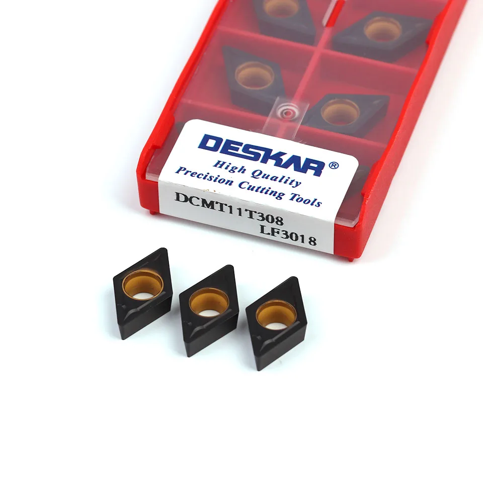 DESKAR DCMT11T308 LF3018 Pisau Asli CNC Bagian Alat Bubut Kualitas Tinggi Besi Cor Pisau Karbida