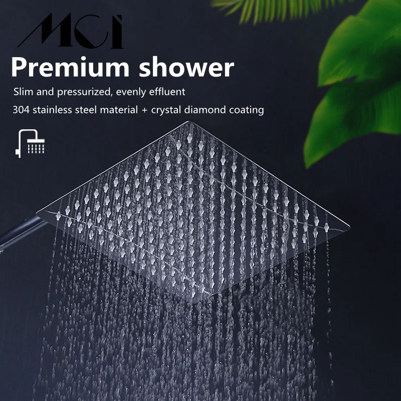 Ultra-thin Stainless Steel Waterfall Shower Heads Rainfall Shower Head Rain Chrome High Pressure Bath Filtered Faucet Accessorie