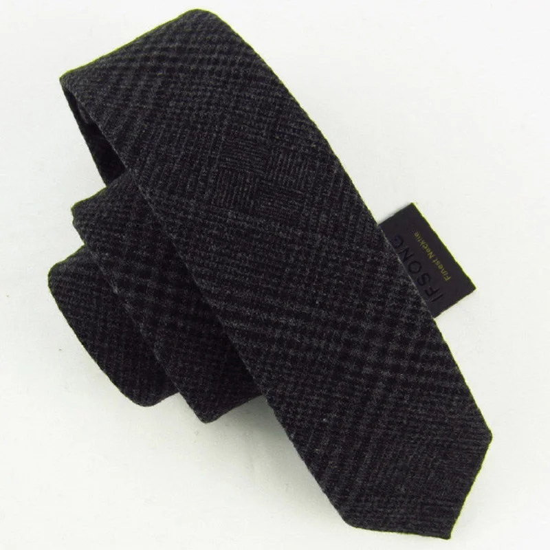 

High Quality 2022 New Designers Brands Fashion Business Casual 6cm Slim Ties for Men Wool Black Cool Necktie Work with Gift Box