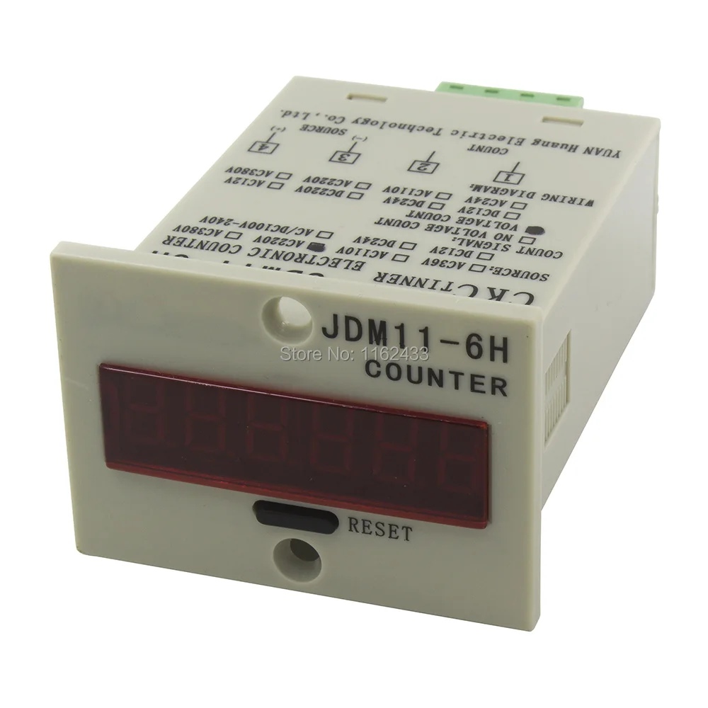 JDM11-6H AC 220V 110V 380V 36V  AC/DC 24V 12V digital electronic counter relay JDM11 voltage level input production counter