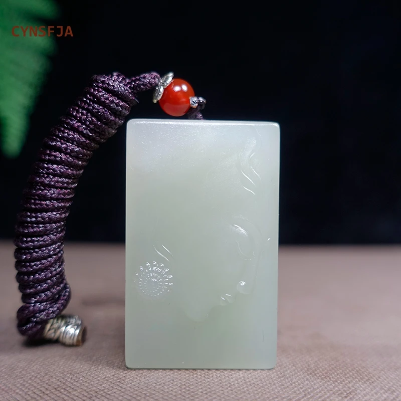 

CYNSFJA New Real Certified Natural Hetian Jade Nephrite Men's Lucky Amulets Jade Pendant Light Green High Quality Best Gifts