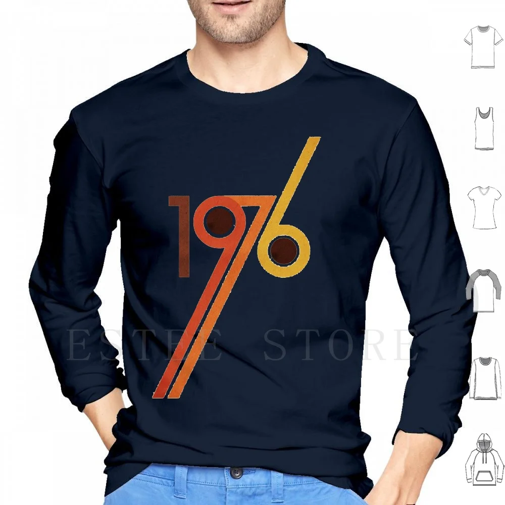 Born In 1976 Vintage Hoodies Long Sleeve Born In 1976 Made In 1976 Year Of Birth 1976 January 1976 February 1976 March