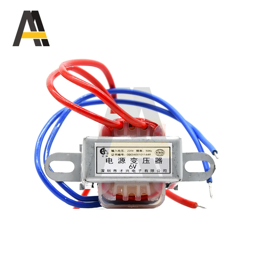 AC 6V 9V 12V Output Voltage 1W EI Copper Core 50Hz~60Hz Single Voltage Input 220V 2 Line Copper Power Transformer