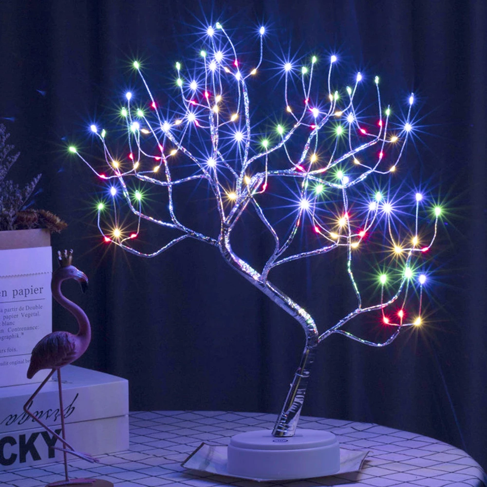 Led Usb Copper Wire Christmas Tree Table Night Light Battery Operated Table Lamp Home Fairy Bedroom Indoor Kids Bar Decor D30