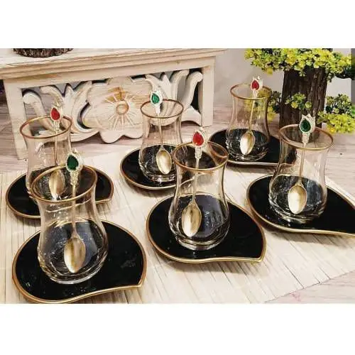 DOLBOVILav Eva Black Gold Dish 12 Piece Tea cup Tea Saucer Tea Set mug кружка coffee cup cup اكواب قهوه tazas