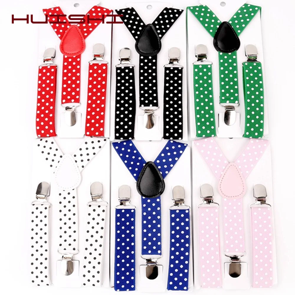 Huishi Bayi Suspender dengan Dasi Kupu-kupu Polka Dots Anak-anak Cocok Suspender 3 Klip Adjustable Kemeja Anak-anak Dasi Kupu-kupu untuk Bayi Laki-laki gadis