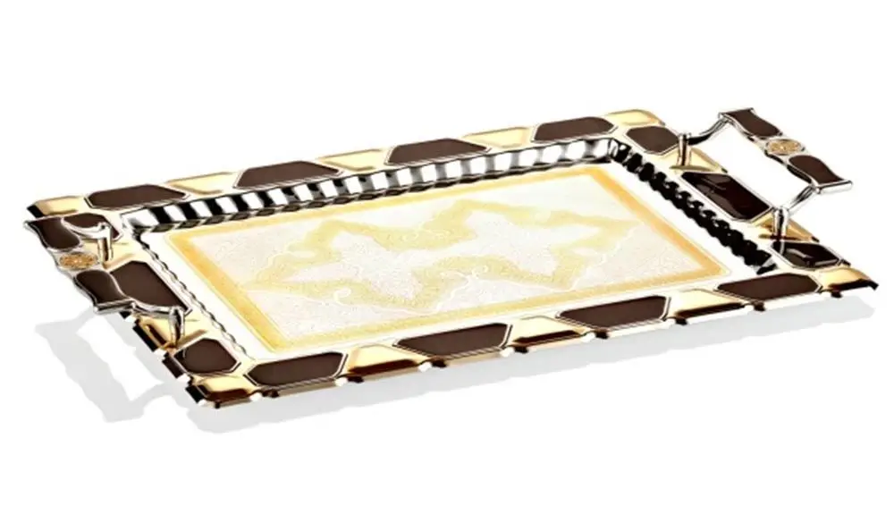 

DOLBOVI tray Luxury Cabochons Auriferous Coffee Medium 42 X27 Cm tray поднос plateau de service