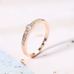 ZHOUYANG Top Quality Concise Crystal Ring For Women Rose Gold Color Austrian Crystals Finger Dainty Ring Accessories Gifts R172