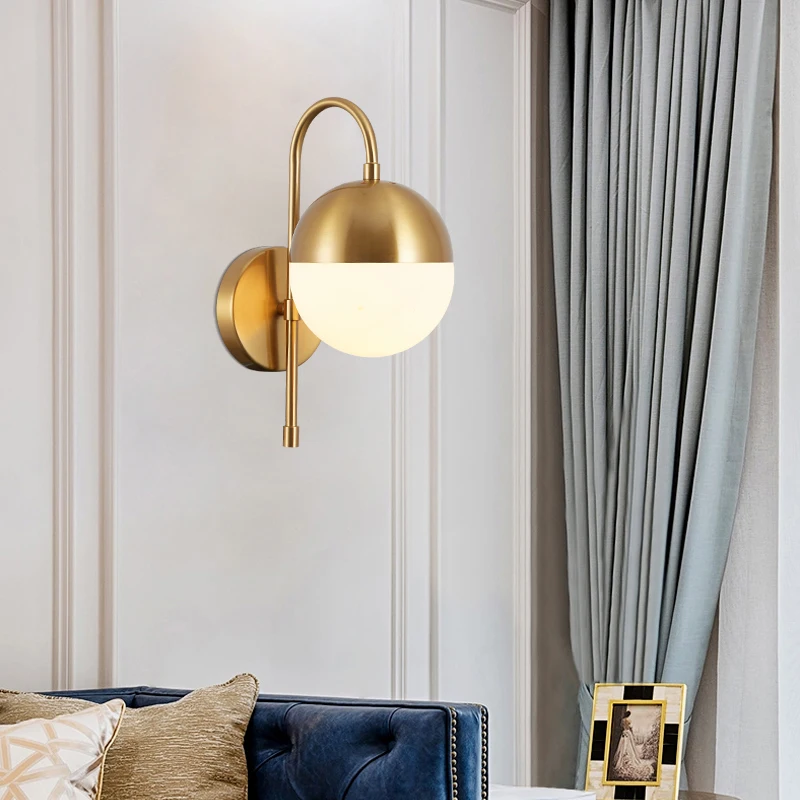 Bronze wall light Brass wall sconce Globe ball wall lights for corridor Living room bedroom stairs led light art deco sconces